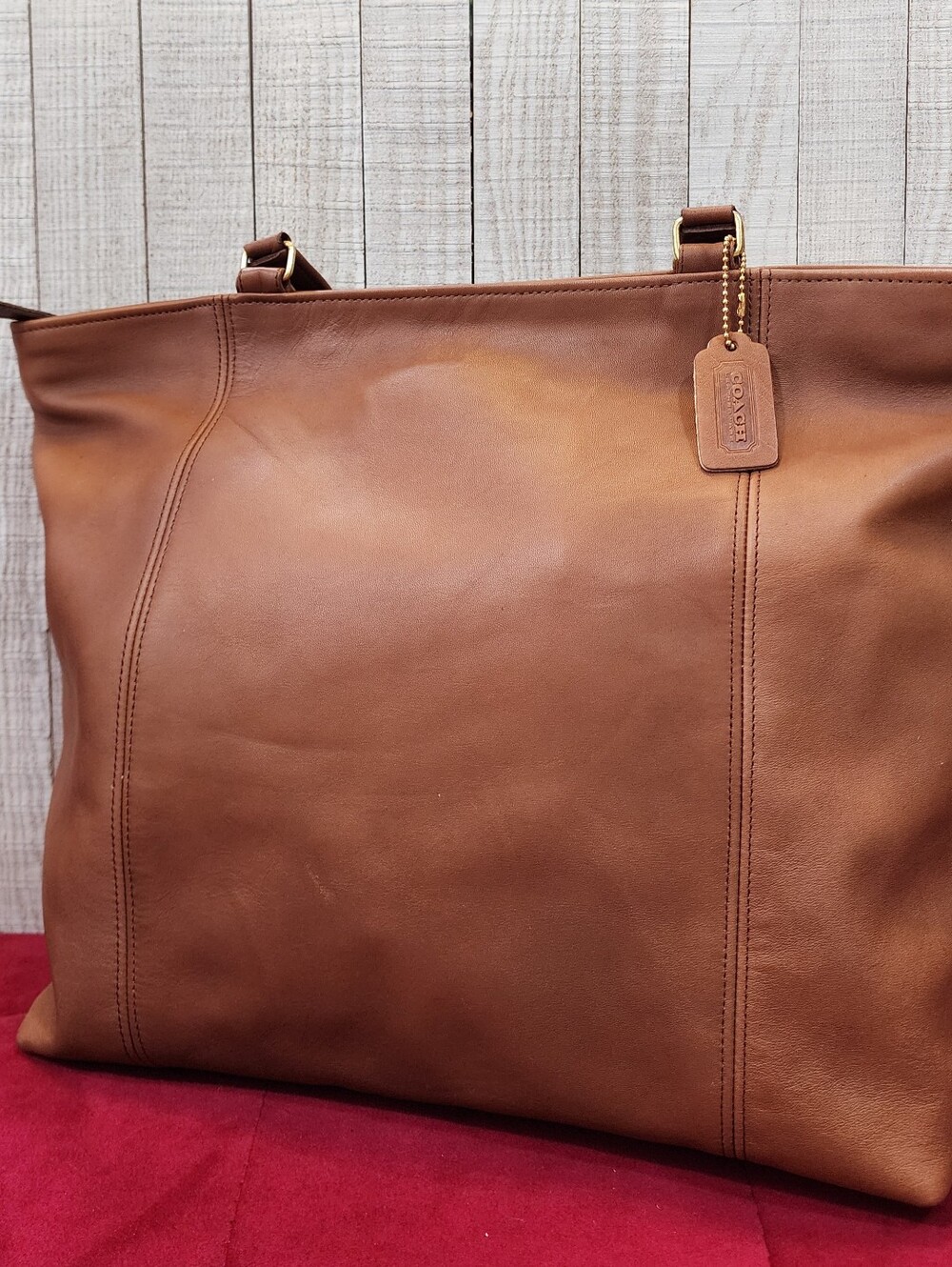 Vintage Coach 4065 Light Tote British Tan Glove Tanned Leather XL Zip Tote USA M - Picture 2 of 10
